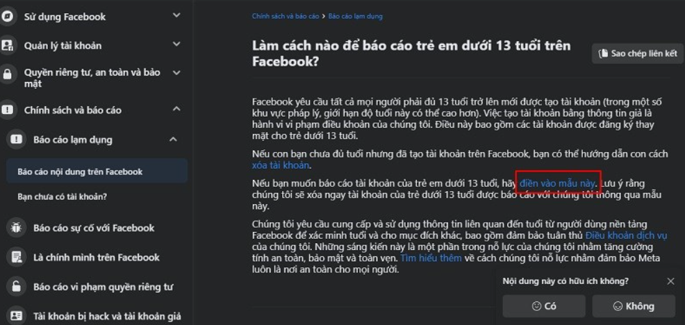 Cách báo cáo người dùng Facebook