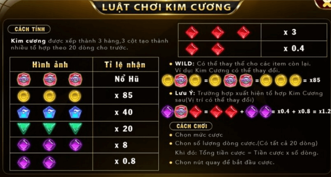 Luật chơi nổ hũ Kim cương