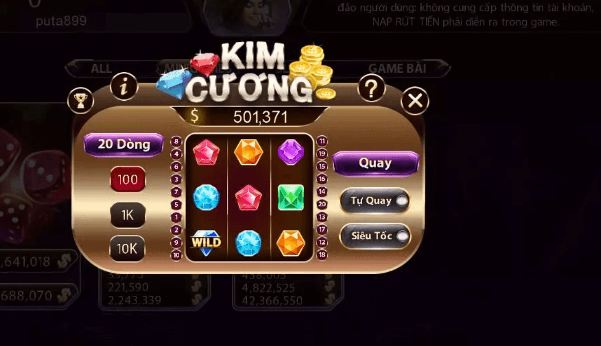 Các sản phẩm có trong Mini game: Kim cương